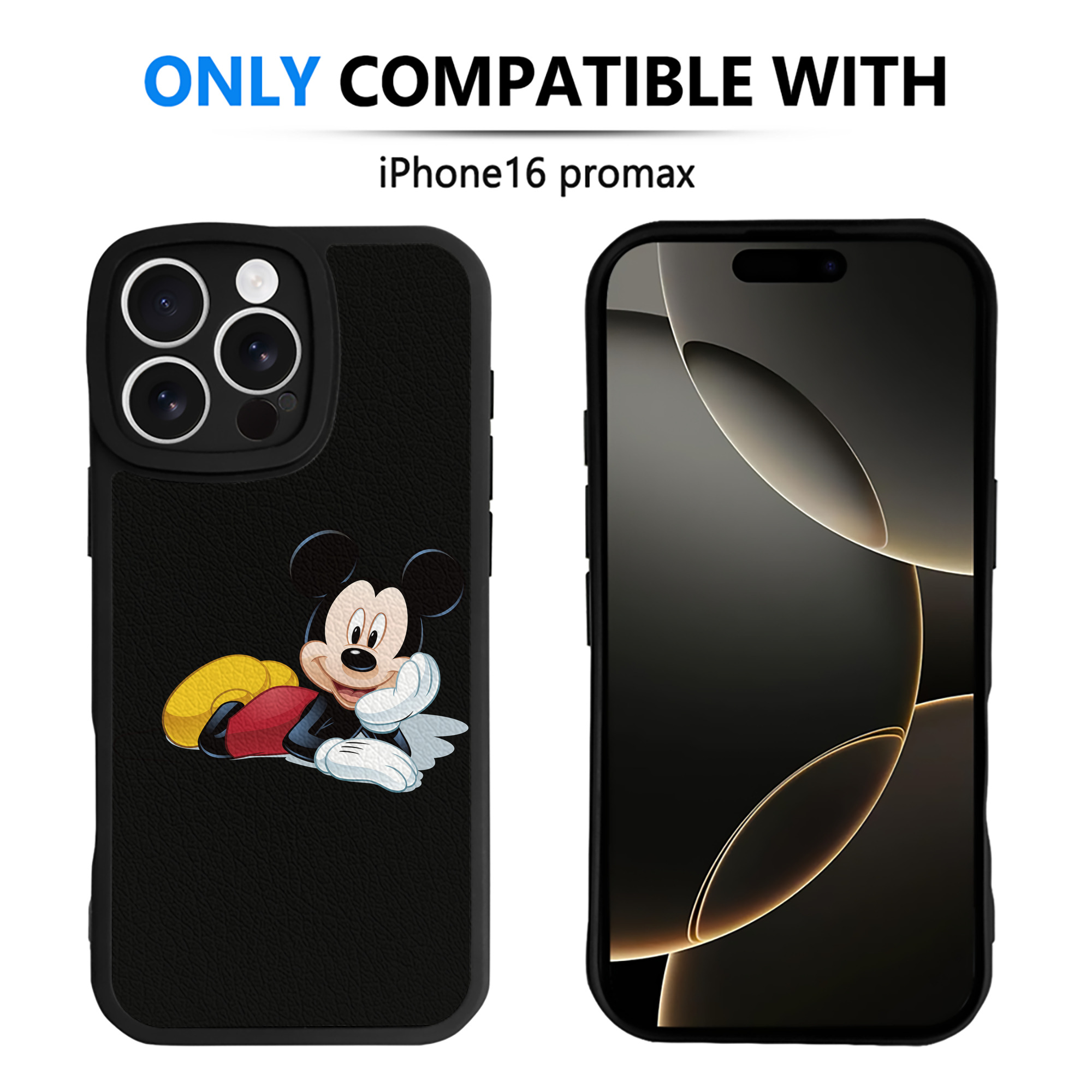 （画像用） ミッキーマウス Mickey Mouse 【iPhone 16シリーズ対応】シリコンスマホケース（レザー調） 材質：シリコン